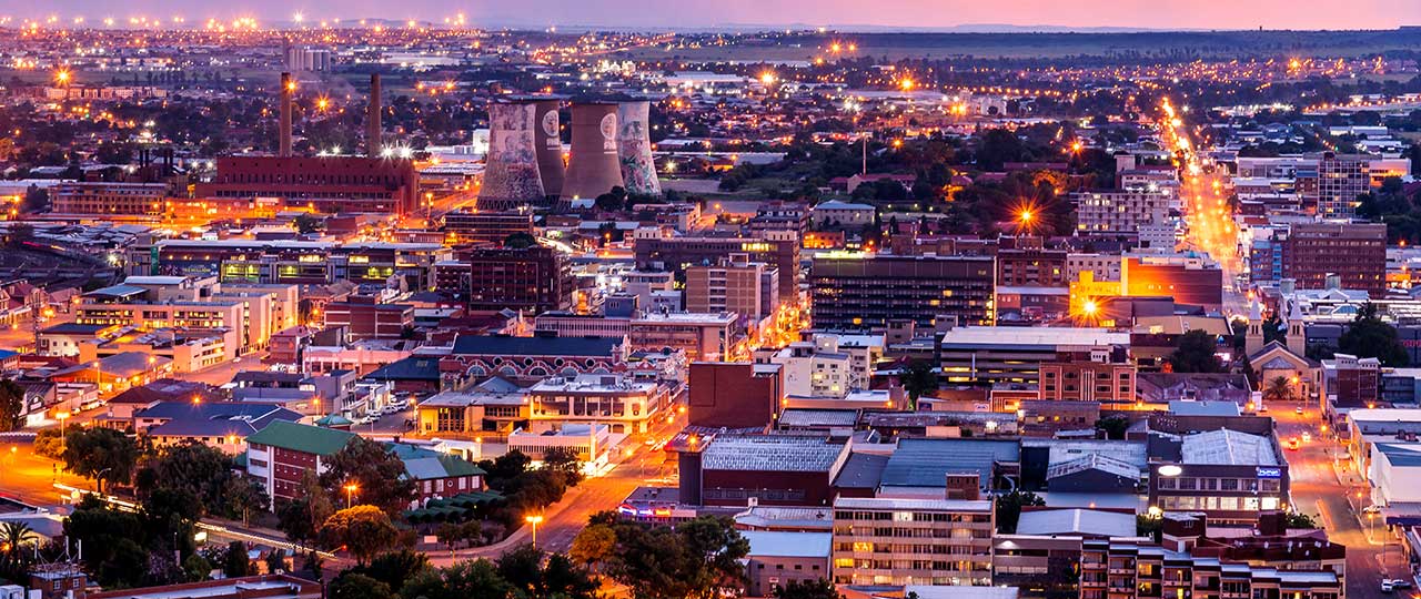 Bloemfontein South Africa skyline at dusk